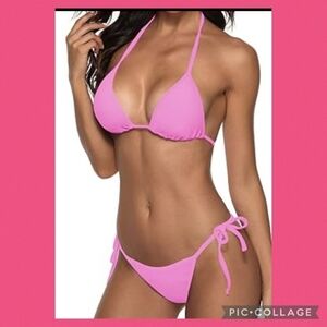 Pink two pieces swimsuit
